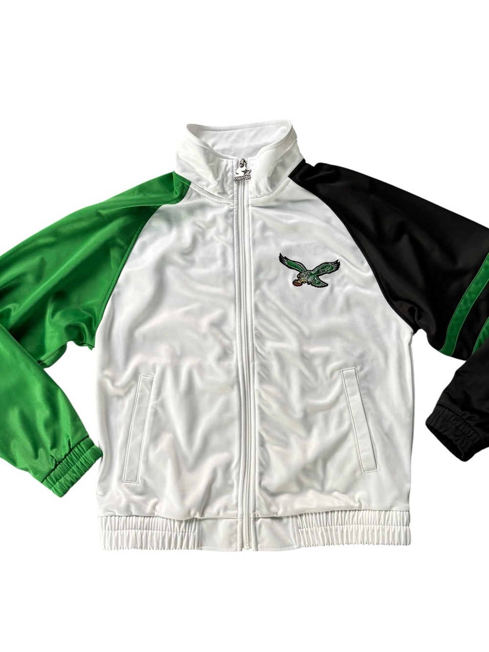 Women’s PHILADELPHIA EAGELS White, Green & Black Athletic Zip Jacket